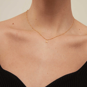 Initial A Satellite Chain Neck - Pale Gold