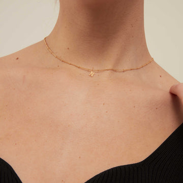 Initial N Satellite Chain Neck - Pale Gold