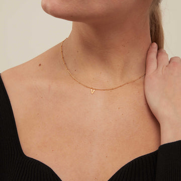 Initial V Satellite Chain Neck - Pale Gold