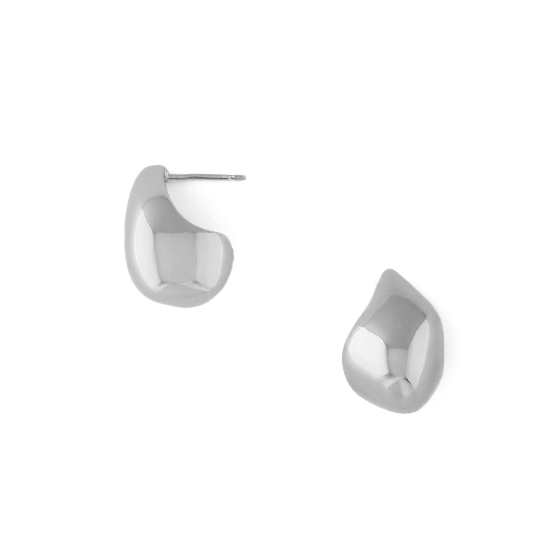 Liquid Molten Drop Stud - Silver