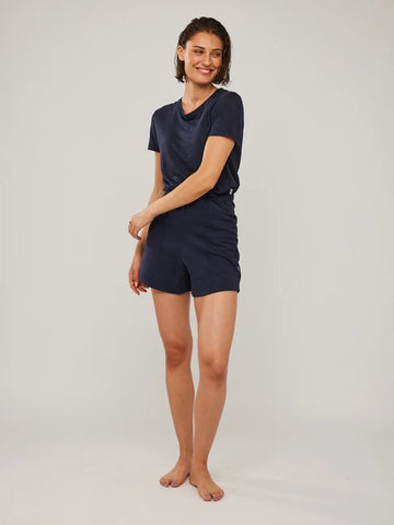 Jane Linen Tee - Navy
