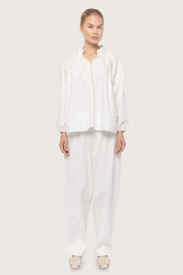 Poplin Bohemian Wide Blouse - White