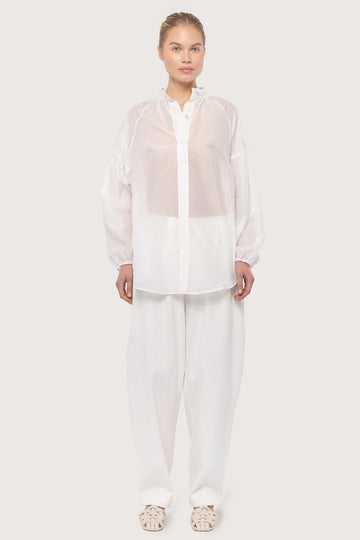 Cotton Silk Poem Shirt - White