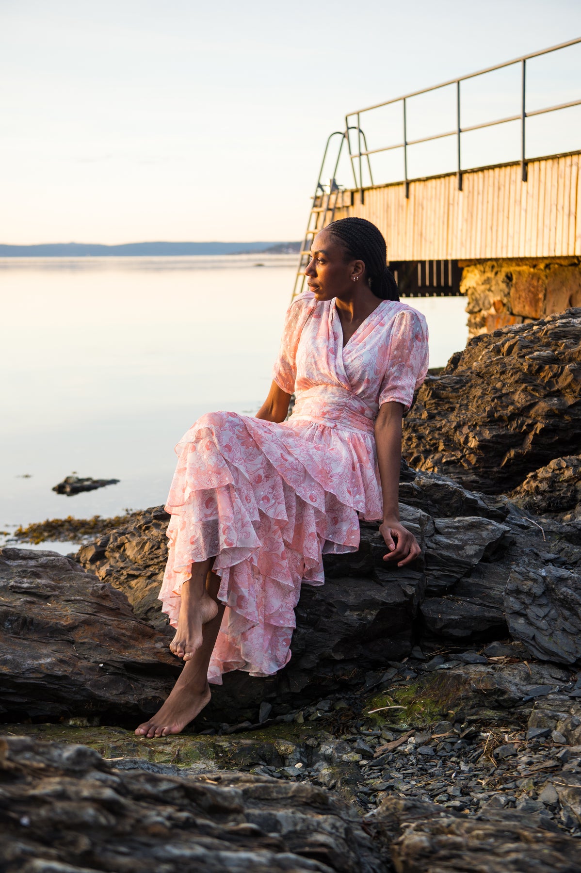 Jade Shimmering Goddess Dress - Shell Pink
