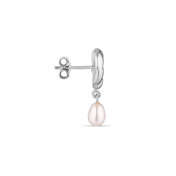 Drippy Earstud With Pearl Pendant - Silver