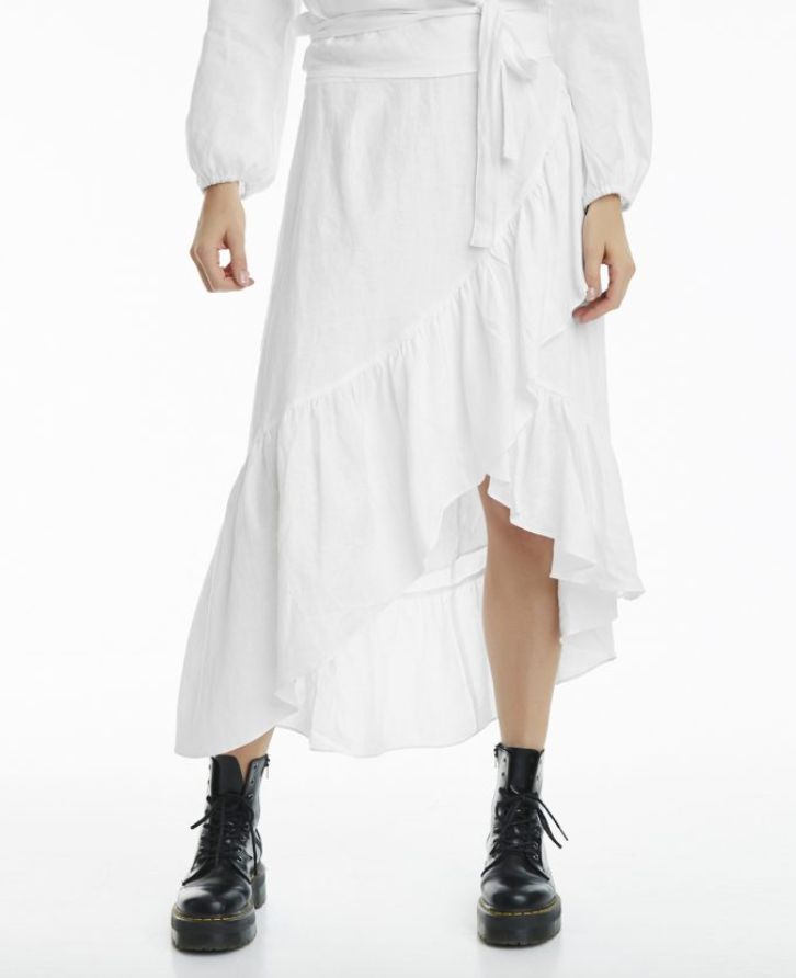 Wendy Linen Solid Skirt - White - Line of Oslo - Skjørt - VILLOID.no