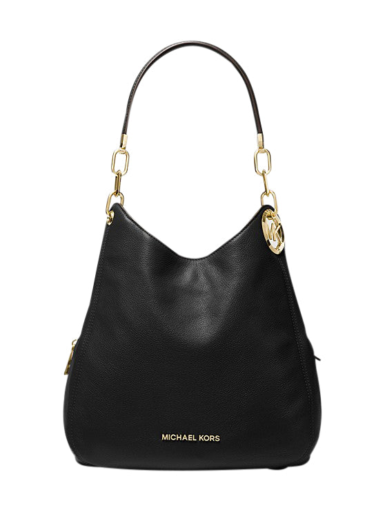 bule sammenhængende sådan Lillie Large Pebbled Leather Shoulder Bag - Black – VILLOID