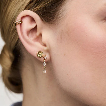 Crystal Mixed Stone Drop Earrings - Crystal