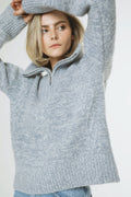Tilia Zip Knit - Dusty Blue Melange
