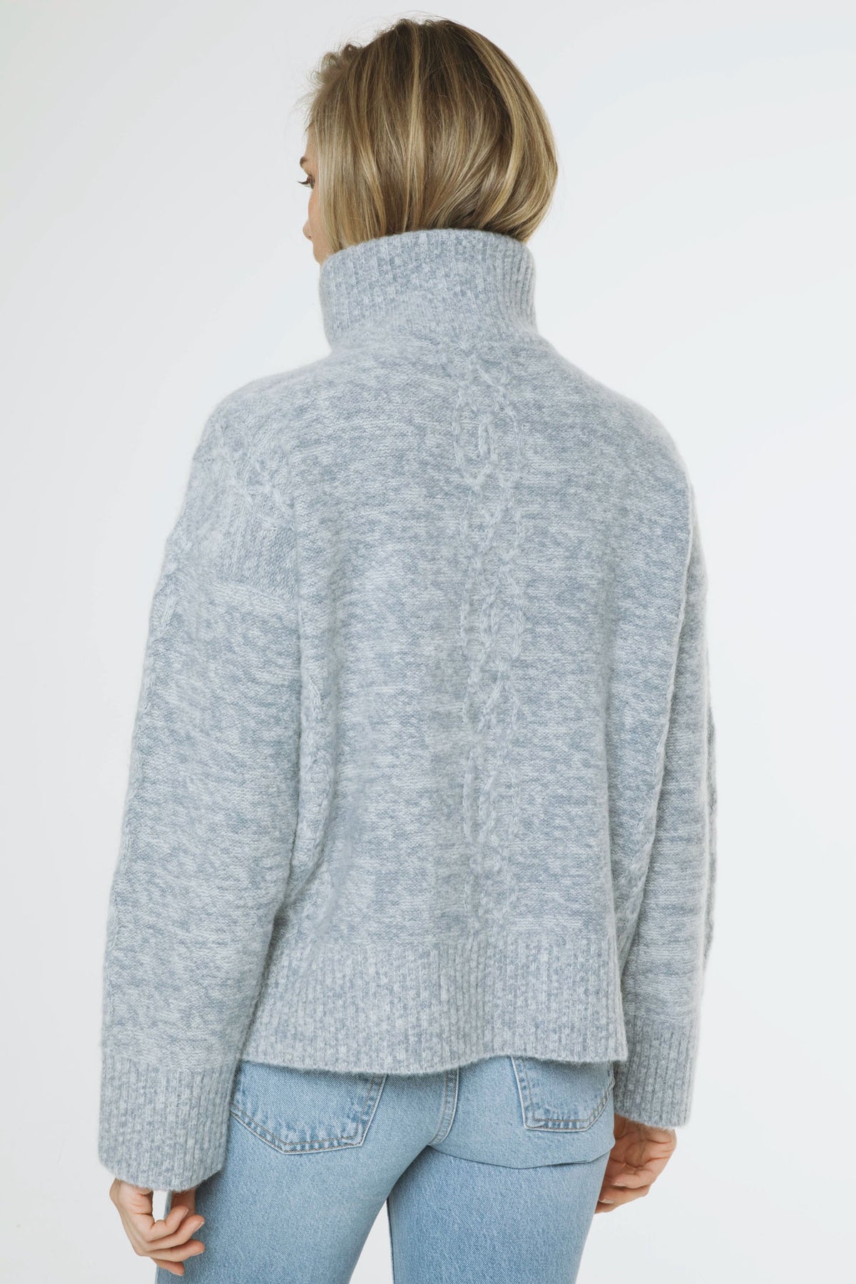 Tilia Zip Knit - Dusty Blue Melange