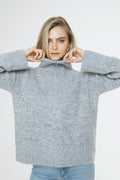 Tilia Zip Knit - Dusty Blue Melange