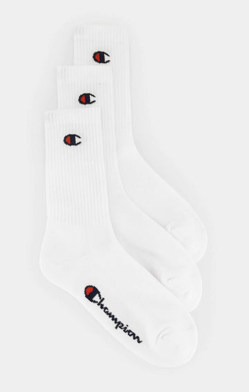3Pk Crew Socks - White