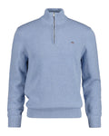 Casual Cotton Halfzip - Light Blue Melange