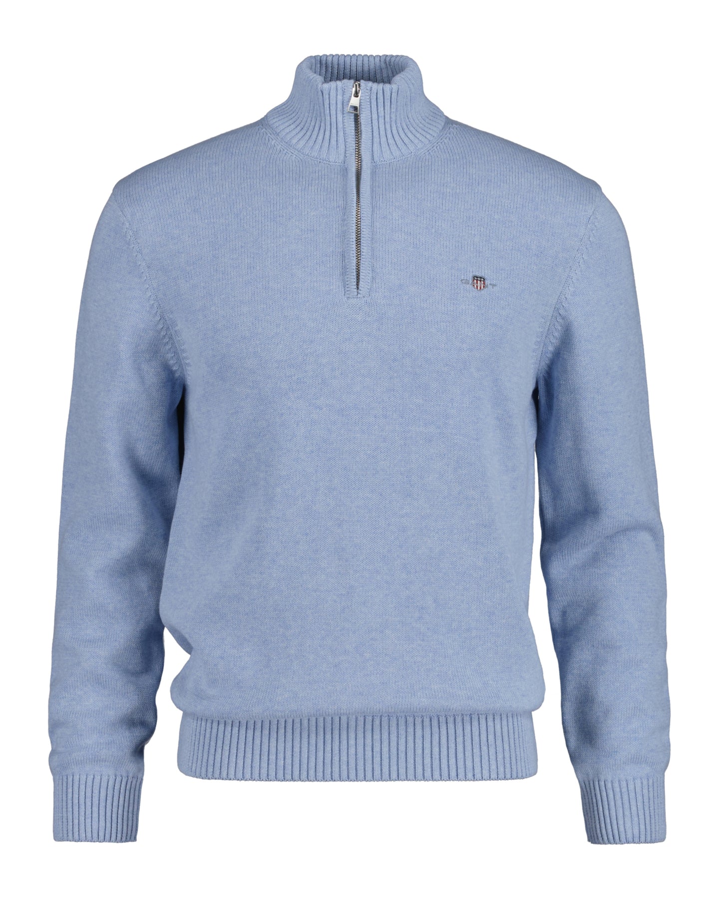 Casual Cotton Halfzip - Light Blue Melange