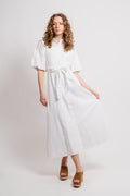 Violette 2/4 Ankle Broderi Dress - Bright White
