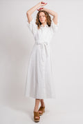 Violette 2/4 Ankle Broderi Dress - Bright White