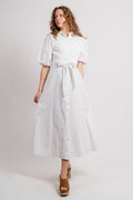 Violette 2/4 Ankle Broderi Dress - Bright White