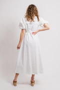 Violette 2/4 Ankle Broderi Dress - Bright White