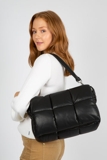 Wanda Faux Leather Clutch Bag - Black
