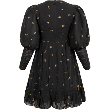 Georgette Gathers Dress - Black Daisy