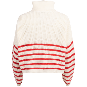 Florie Cotton Zip Knit - Red Stripe
