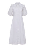 Violette 2/4 Ankle Broderi Dress - Bright White