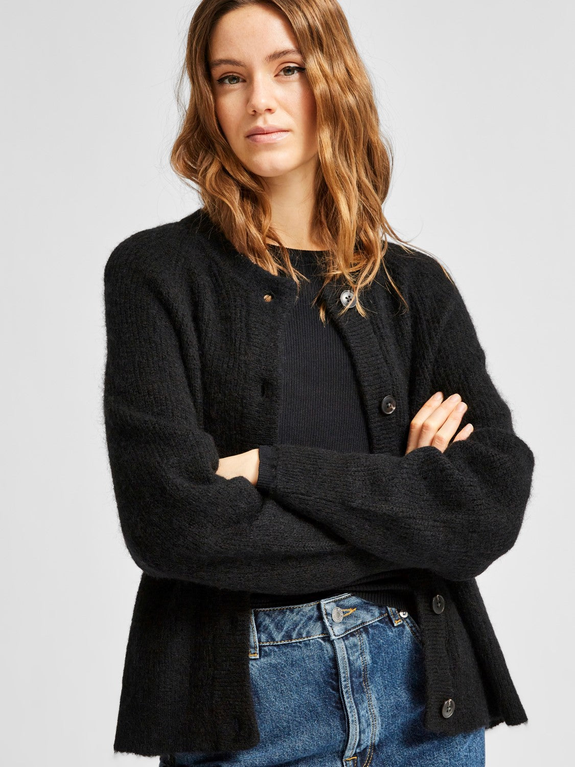 Lulu LS Knit Short Cardigan - Black