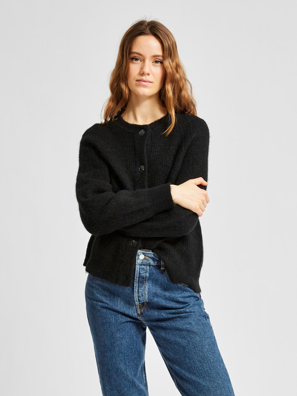 Lulu LS Knit Short Cardigan - Black