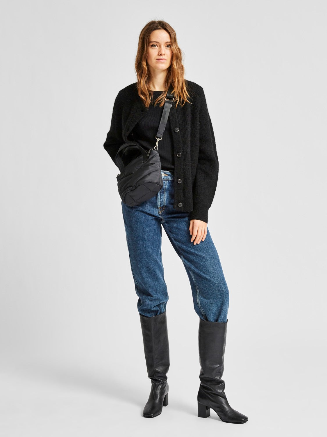 Lulu LS Knit Short Cardigan - Black