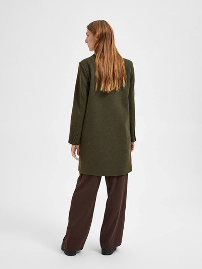 New Sasja Wool Coat - Ivy Green Melange