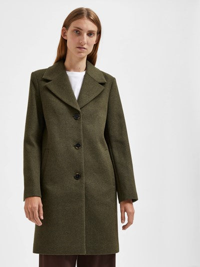 New Sasja Wool Coat - Ivy Green Melange