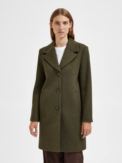 New Sasja Wool Coat - Ivy Green Melange