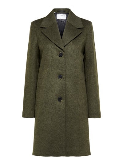 New Sasja Wool Coat - Ivy Green Melange