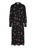 Walda Ls Aop Midi Dress - Black W/Cyclamen Flower