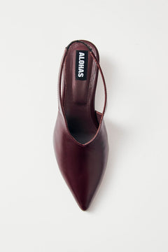 Eros Leather Mules - Burgundy