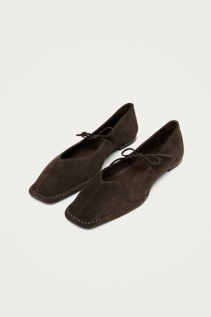 Sway Suede Leather Ballet Flats - Coffee Brown
