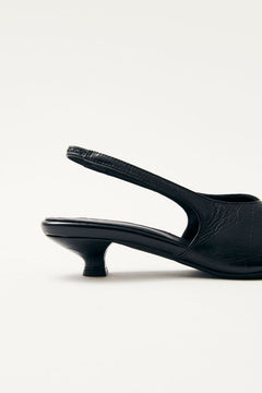 Eros Leather Mules - Black