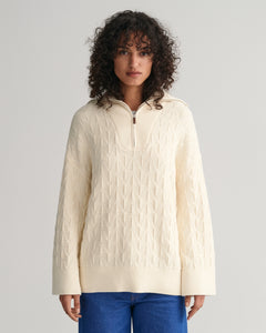 Herringbone Half Zip - Cream