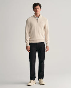 Casual Cotton Halfzip - Light Beige Melange