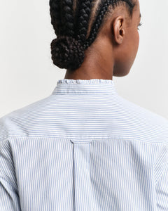 Reg Striped Frill Detail Shirt - Clear Sky