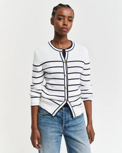 Ribbed Breton Cardigan - Cream