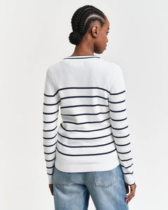 Ribbed Breton Cardigan - Cream