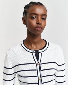 Ribbed Breton Cardigan - Cream