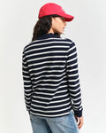 Breton Stripe Ls Pique Polo - Evening Blue
