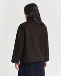 Short Wool Jacket With Zip - Deep Brown