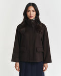 Short Wool Jacket With Zip - Deep Brown