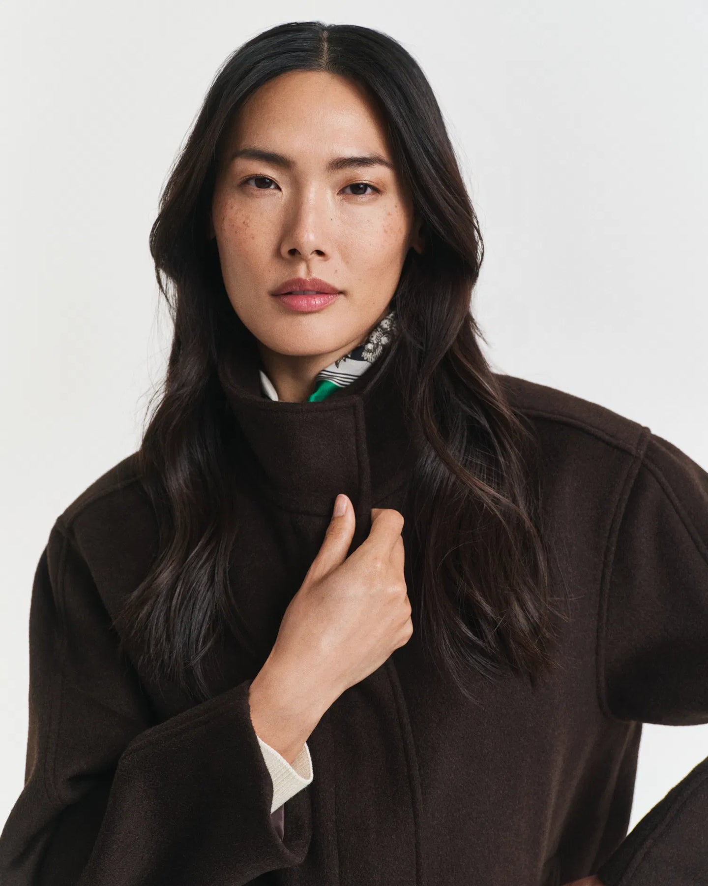Short Wool Jacket With Zip - Deep Brown