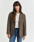 Reg Wool Houndstooth Blazer - Roasted Walnut