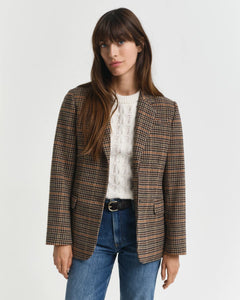 Reg Wool Houndstooth Blazer - Roasted Walnut