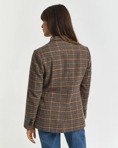 Reg Wool Houndstooth Blazer - Roasted Walnut